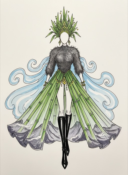 The sketch of Rwanda's national costume, Ingagi