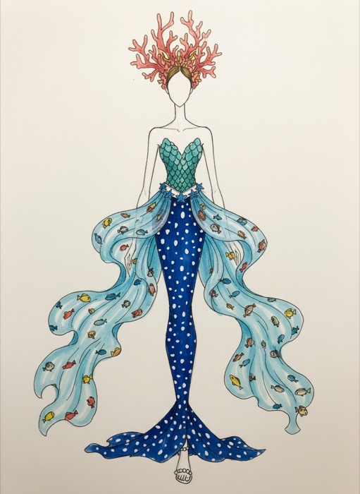 The sketch of Honduras's national costume, Arrecife