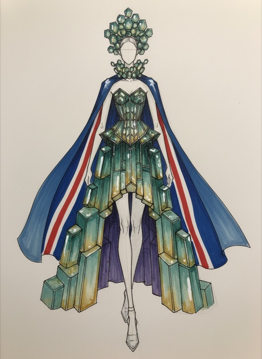 The sketch of Iceland's national costume, Harpa