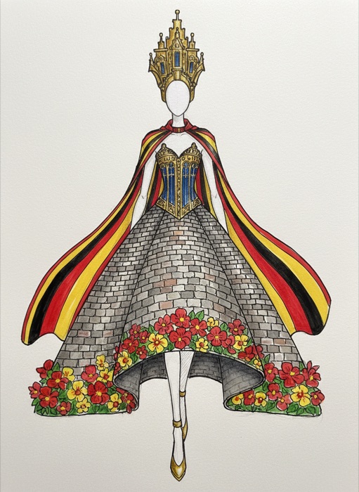 The sketch of Belgium's national costume, Grand-Place
