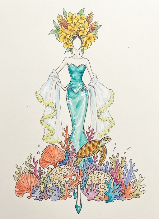 The sketch of US Virgin Islands's national costume, Ginger Thomas