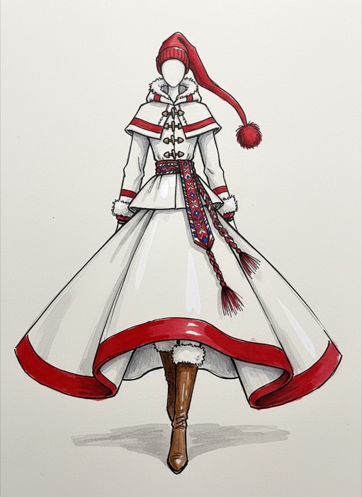 The sketch of Canada's national costume, Ceinture Fléchée