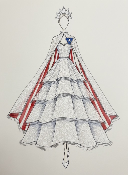The sketch of Puerto Rico's national costume, Mundillo