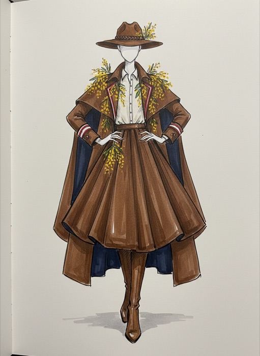 The sketch of Australia's national costume, Bush Stockman