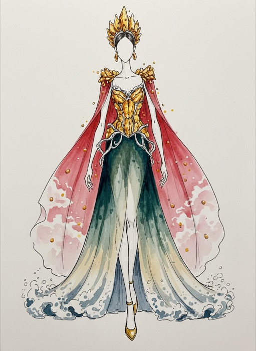 The sketch of Latvia's national costume, Dzintars