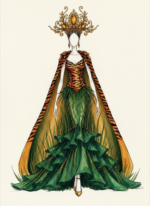The sketch of India's national costume, Royal Bengal