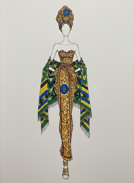 The sketch of Tanzania's national costume, Kanga ya Pwani
