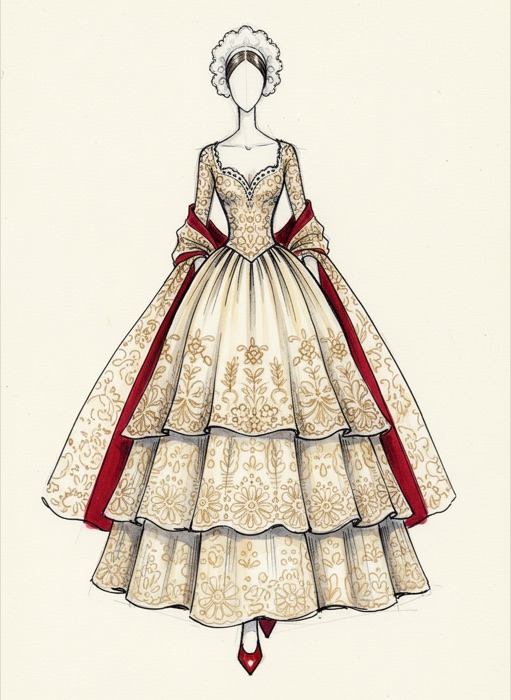 The sketch of Malta's national costume, Bizzilla