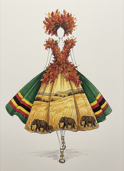The sketch of Zimbabwe's national costume, Musasa