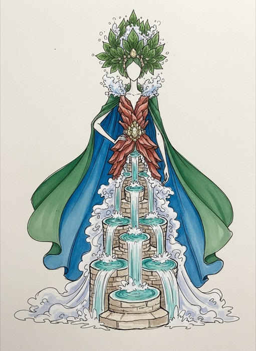 The sketch of Kosovo's national costume, Ujëvarat e Mirushës
