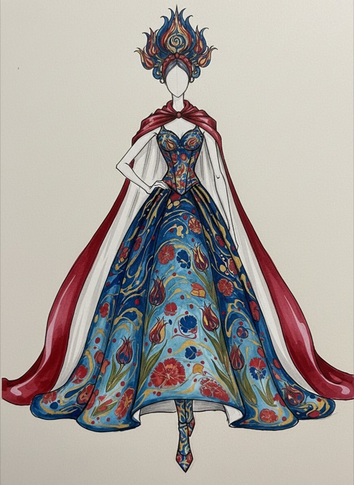 The sketch of Turkey's national costume, Ebru