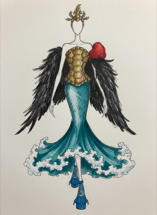 The sketch of Ecuador's national costume, Galápagos
