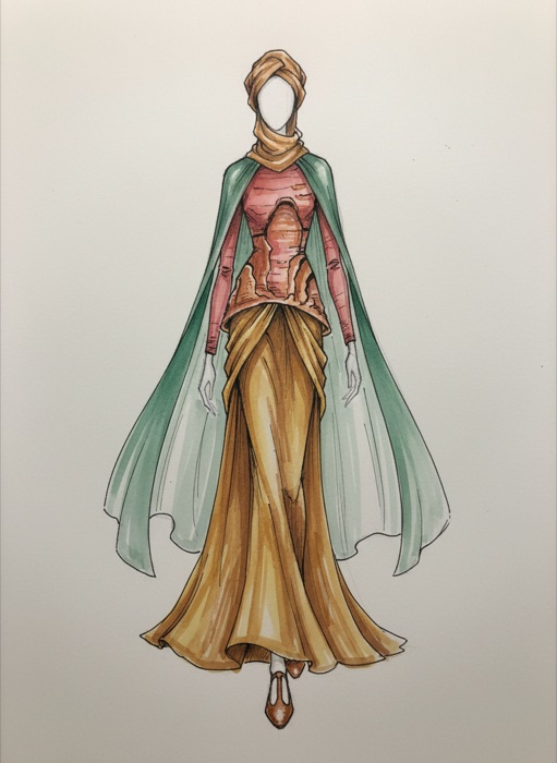 The sketch of Saudi Arabia's national costume, Jabal AlFil