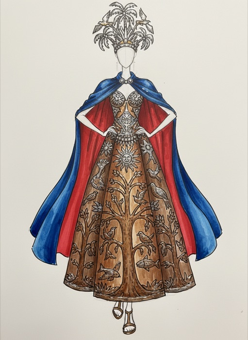The sketch of Haiti's national costume, Fè dekoupe