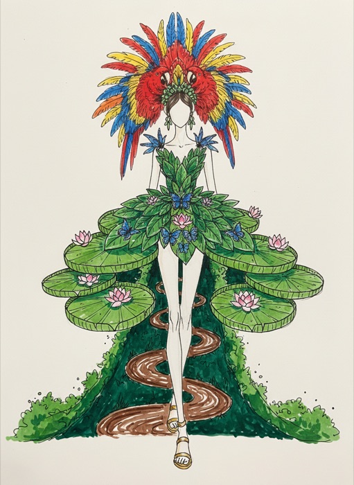 The sketch of Brazil's national costume, Amazônia