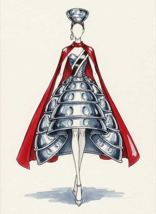 The sketch of Trinidad and Tobago's national costume, Steelpan