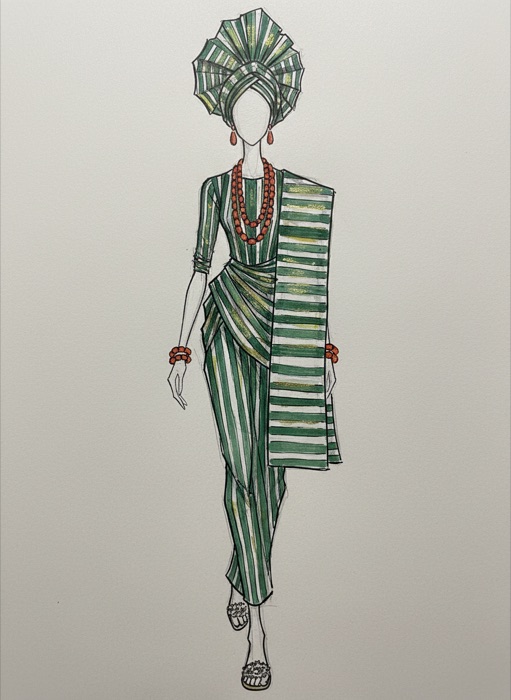The sketch of Nigeria's national costume, Aṣọ Òkè
