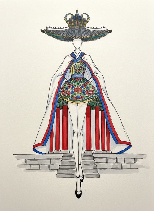The sketch of Korea's national costume, Gyeongbokgung