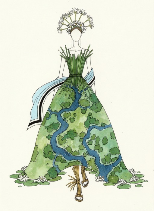 The sketch of Botswana's national costume, Okavango