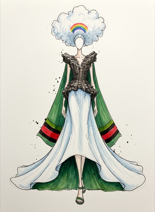 The sketch of Zambia's national costume, Mosi-oa-Tunya