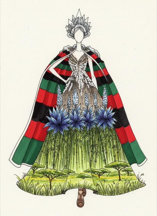 The sketch of Kenya's national costume, Kirinyaga