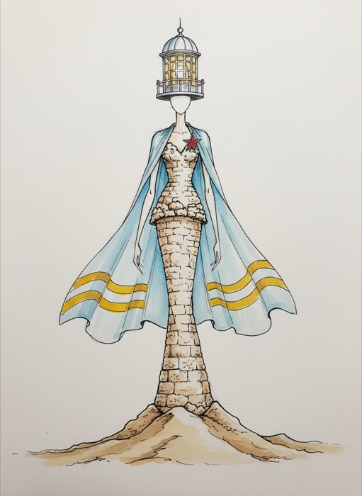 The sketch of Aruba's national costume, California Lighthouse